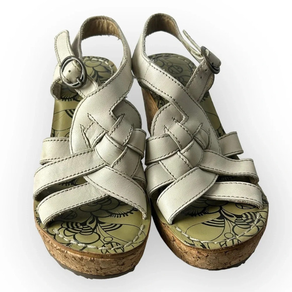 Fly London Grin White Cork Wedge Sandals 38 - Picture 4 of 7